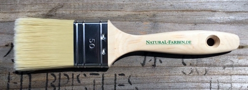 Der Aqua-Pinsel von Natural für wasserbasierte Anstriche: Naturholz, rostfrei, feine Kunstborsten. Der extra starke Quast ist formstabil.